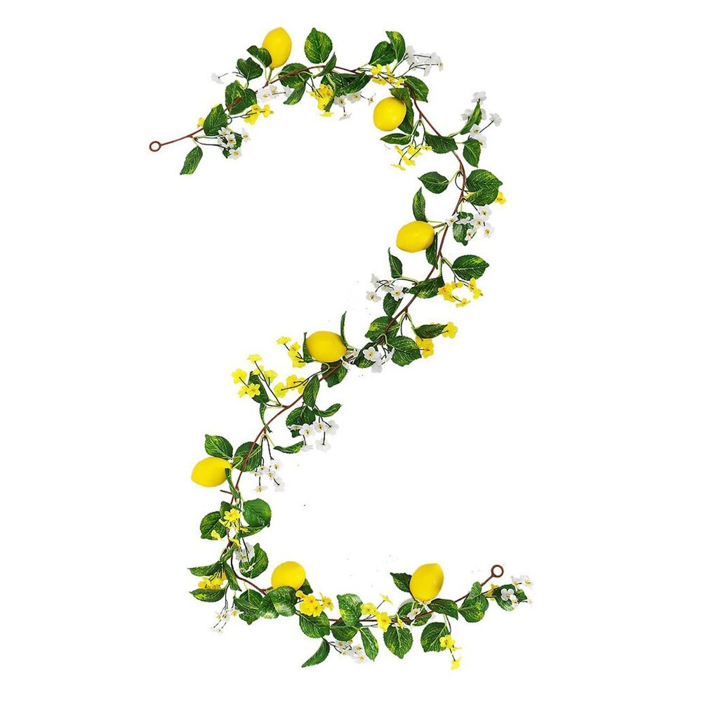 1129 Artificial Lemon Garland, Spring Floral Eucalyptus Vines with Lemon